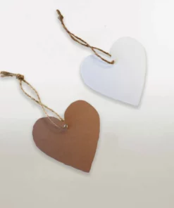 white and kraft heart gift tags