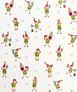 printed gloss wrapping paper christmas elves