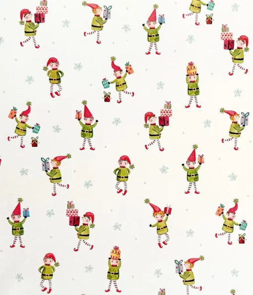 printed gloss wrapping paper christmas elves