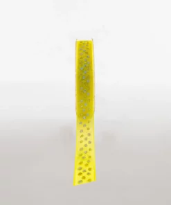 glitter spot woven edge organza ribbon yellow