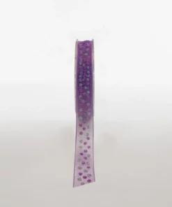 glitter spot woven edge organza ribbon lilac