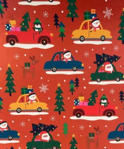 printed gloss wrapping paper travelling christmas