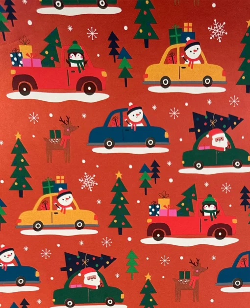 printed gloss wrapping paper travelling christmas