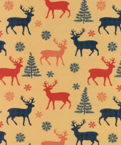 printed wrapping paper reindeer shadow kraft