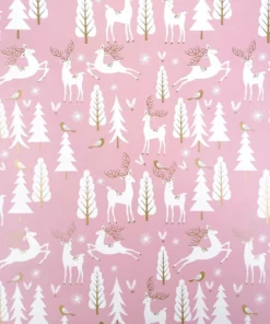 PRANCER AND DANCER-BLUSH GOLD WRAPPING PAPER