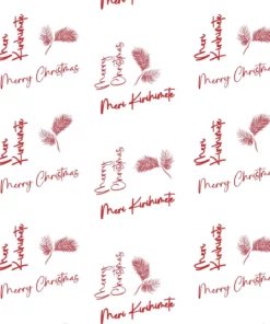 MERI CHRISTMAS SCRIPT WHITE RED WRAPPING PAPER