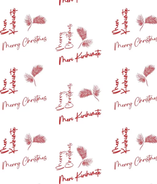 MERI CHRISTMAS SCRIPT WHITE RED WRAPPING PAPER