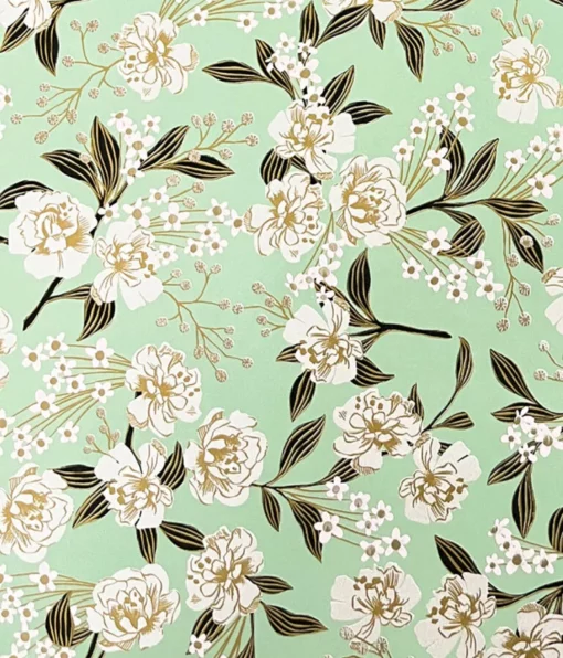 GLOSS FLORAL MINT WRAPPING PAPER