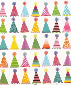 printed gloss wrapping paper party hats bright