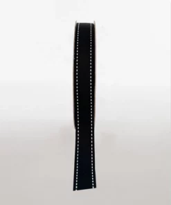 black grosgrain ribbon with white stitch