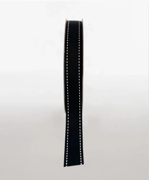 black grosgrain ribbon with white stitch