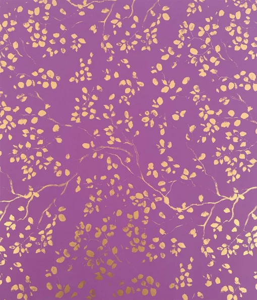 PRINTED GLOSS WRAPPING PAPER GOLDEN BRANCHES AMETHYST