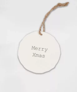 CHEER RECYCLED MERRY CHRISTMAS TAG WHITE WITH BLACK TEXT