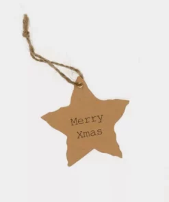 recycled star tag merry xmas kraft