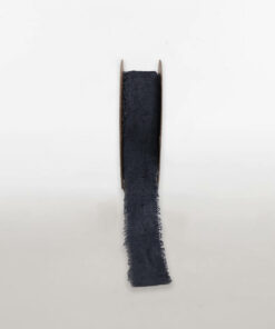 FRAYED EDGE LINEN COTTON RIBBON DARK GREY