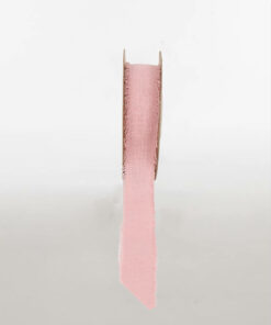 FRAYED EDGE LINEN COTTON RIBBON OLD PINK