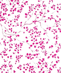 PRINTED GLOSS WRAPPING PAPER CERISE BRANCHES WHITE