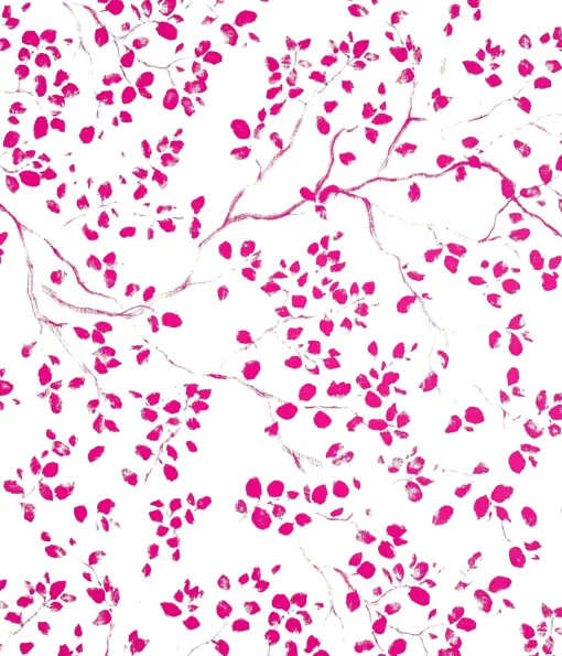 PRINTED GLOSS WRAPPING PAPER CERISE BRANCHES WHITE