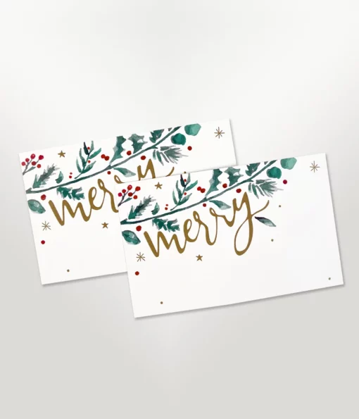 Festive Christmas enclosure card featuring a watercolour nature-inspired design