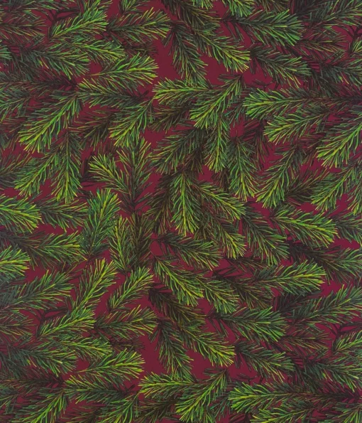 PRINTED GLOSS WRAPPING PAPER PINE NEEDLES GREEN