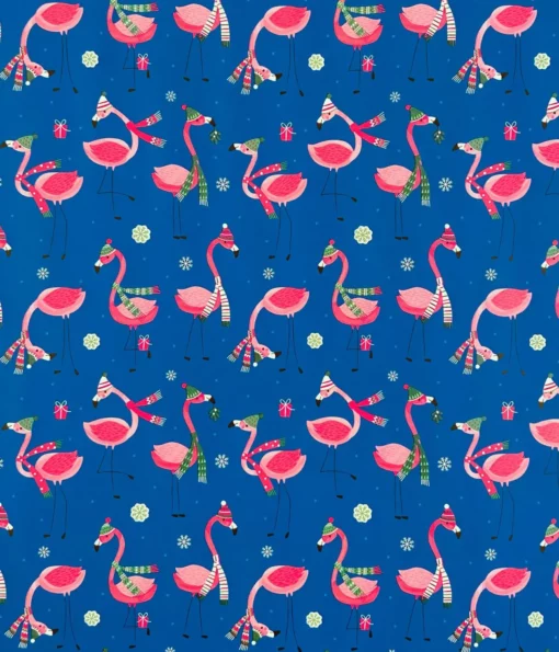 PRINTED GLOSS WRAPPING PAPER WE LOVE FLAMINGOS