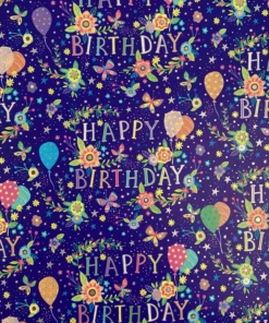 RINTED-GLOSS-WRAPPING-PAPER-HAPPY-BIRTHDAY-FLORAL-BRIGHT-BLUE