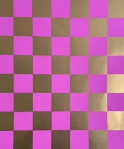 PRINTED GLOSS WRAP PAPER GOLDEN CHECKERS PINK
