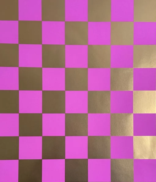 PRINTED GLOSS WRAP PAPER GOLDEN CHECKERS PINK