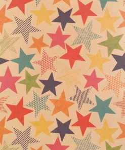 PRINTED KRAFT WRAPPING PAPER BRIGHT STARS BROWN