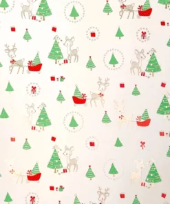 PRINTED GLOSS WRAPPING PAPER BABY REINDEER WHITE