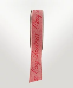 stunning christmas ribbon chambray script red. featuring a hand written script merry christmas message