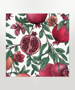 napkin lunch size featuring pomegranate design on a white background