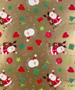 printed gloss wrapping paper golden santa