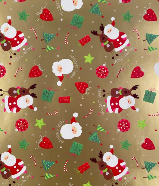 printed gloss wrapping paper golden santa