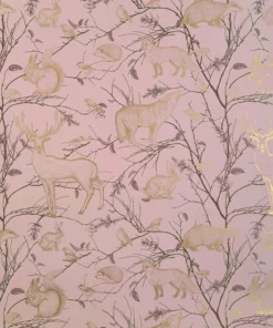 PRINTED GLOSS WRAPPING PAPER WOODLAND WONDERLAND DUSTY PINK