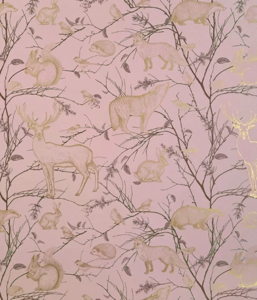 PRINTED GLOSS WRAPPING PAPER WOODLAND WONDERLAND DUSTY PINK