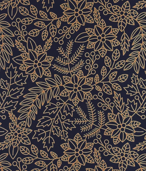 Stunning floral poinsettia design on a navy background printed on high quality 70gsm brown kraft paper.