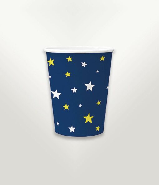 Navy coloured star design paper cups