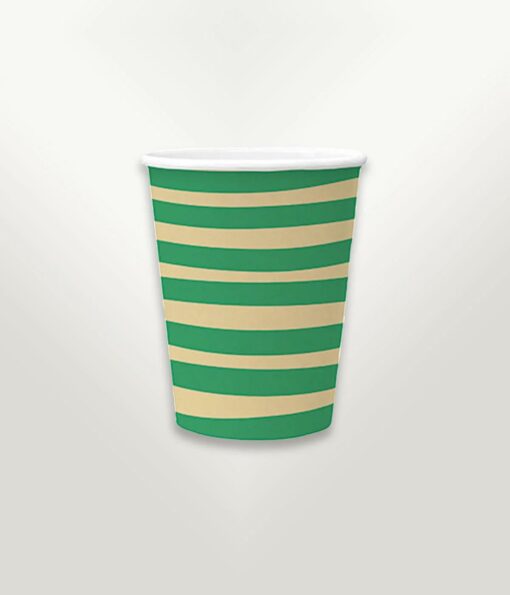 Green stripe paper cups