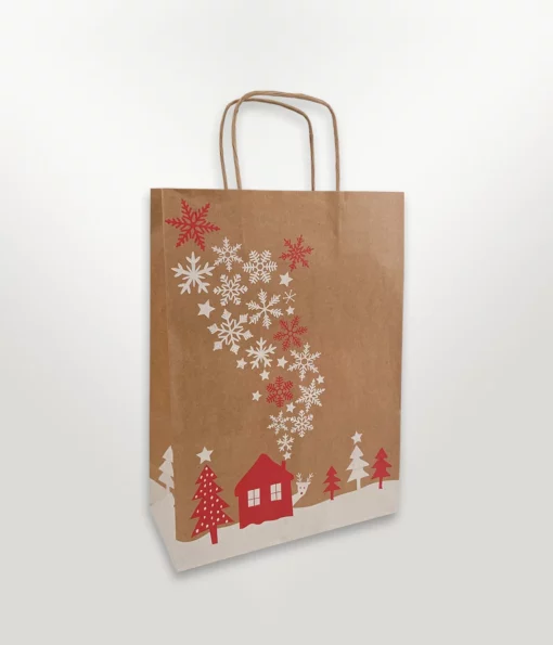 recycled christmas eve bag kraft white red