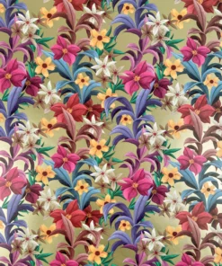 This stunning printed gloss wrapping paper Deep Floral multi colour design, is a bold modern masterpiece floral. Printed in many shades of all the on trend colours against a soft gold background.