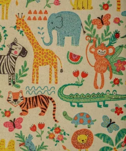 Jungle Buddies design. Featuring animals on an eco grass paper background. Colourful animals and natural colour paper.