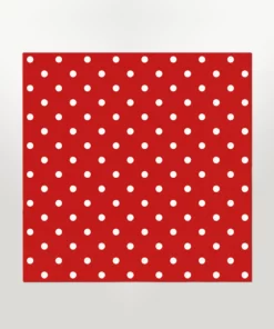 red coloured napkin lunch size featuring white dot design