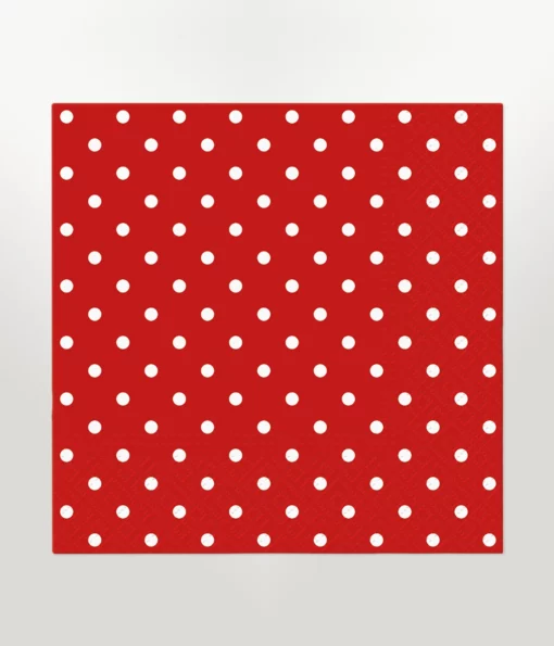 red coloured napkin lunch size featuring white dot design