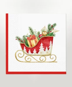 napkin lunch size featuring santa christmas sleigh illustration design