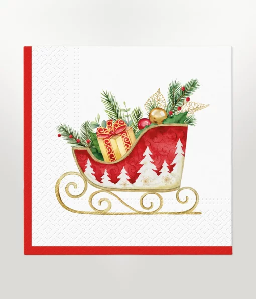 napkin lunch size featuring santa christmas sleigh illustration design