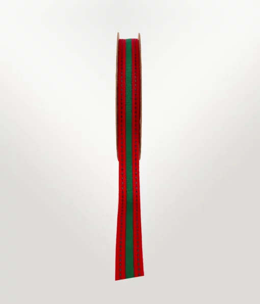 stitch and stripe grosgrain ribbon red green