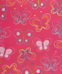 printed gloss wrapping paper pretty butterflies hot pink