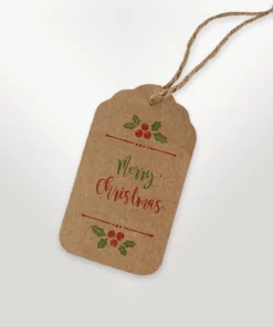 merry christmas holly vintage tag