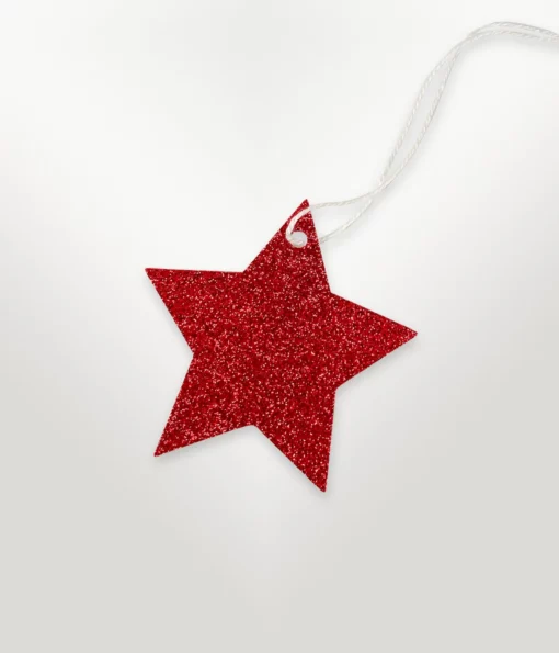 sparkly star tag red